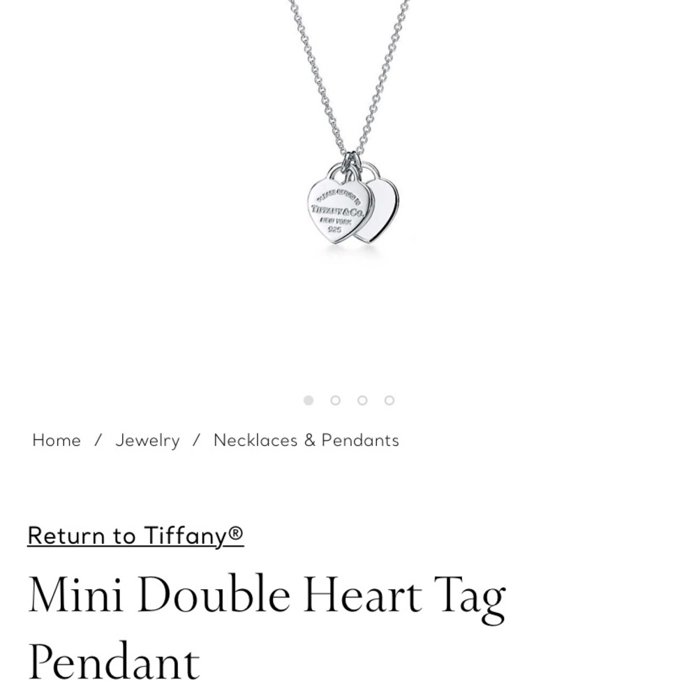 AUTHENTIC Mini double heart tag pendant necklace